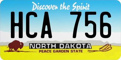 ND license plate HCA756