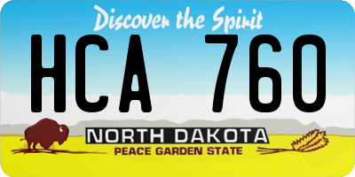 ND license plate HCA760