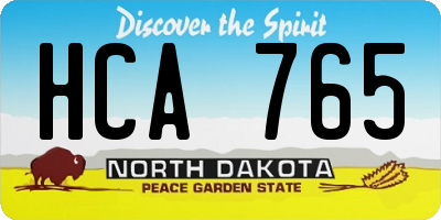 ND license plate HCA765