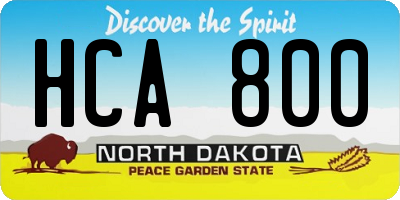 ND license plate HCA800