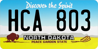 ND license plate HCA803