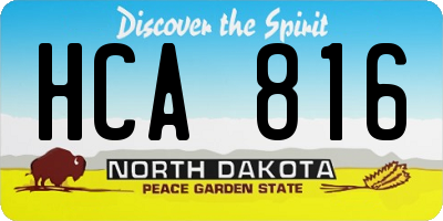 ND license plate HCA816