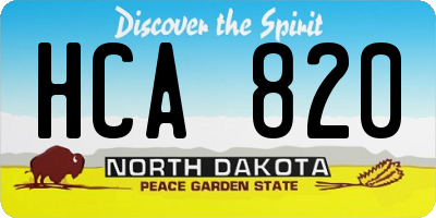 ND license plate HCA820