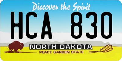 ND license plate HCA830