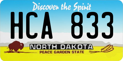 ND license plate HCA833