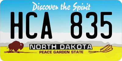 ND license plate HCA835