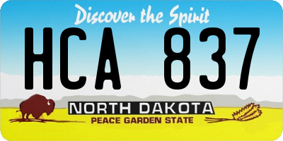 ND license plate HCA837