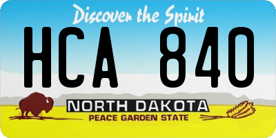 ND license plate HCA840