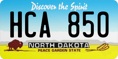 ND license plate HCA850