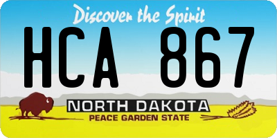 ND license plate HCA867