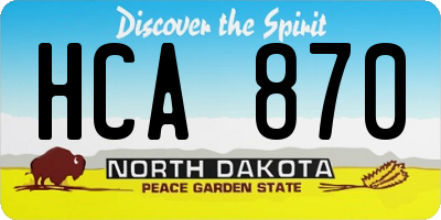 ND license plate HCA870