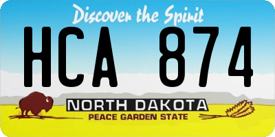 ND license plate HCA874