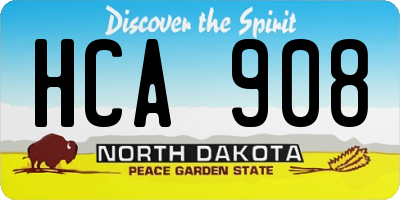 ND license plate HCA908