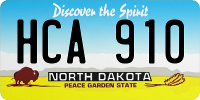 ND license plate HCA910