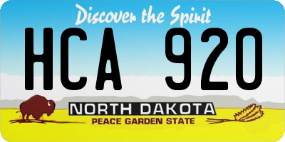 ND license plate HCA920