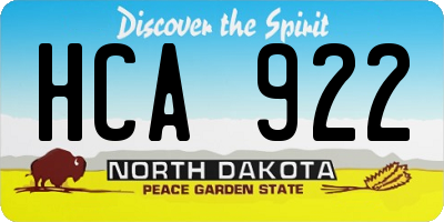 ND license plate HCA922