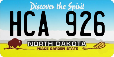 ND license plate HCA926