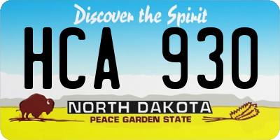 ND license plate HCA930