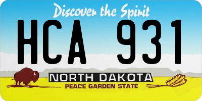 ND license plate HCA931