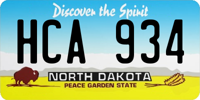 ND license plate HCA934