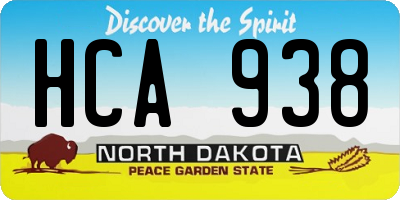 ND license plate HCA938