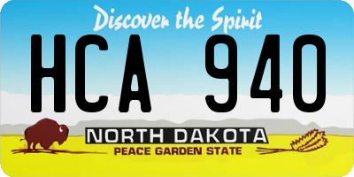 ND license plate HCA940