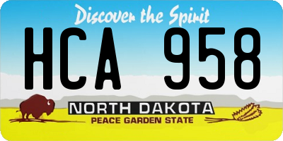 ND license plate HCA958