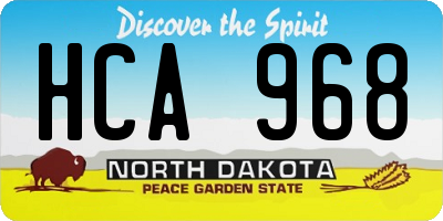 ND license plate HCA968