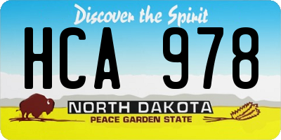 ND license plate HCA978