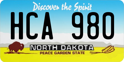 ND license plate HCA980