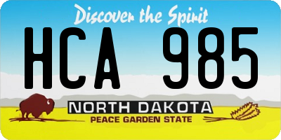 ND license plate HCA985