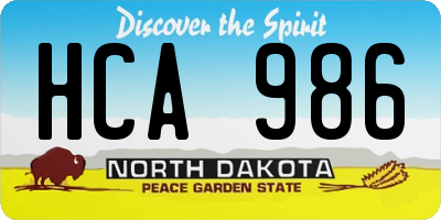 ND license plate HCA986