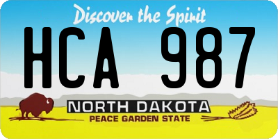 ND license plate HCA987