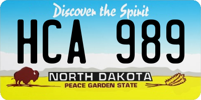 ND license plate HCA989