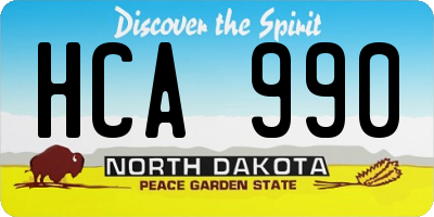 ND license plate HCA990