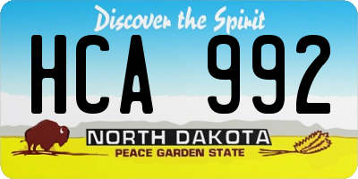 ND license plate HCA992