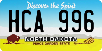 ND license plate HCA996