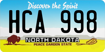 ND license plate HCA998