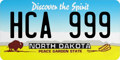 ND license plate HCA999