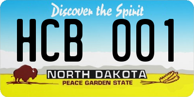 ND license plate HCB001