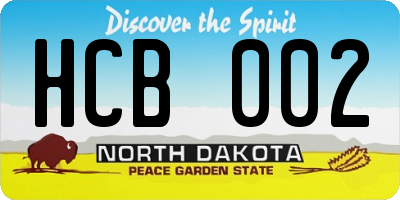 ND license plate HCB002