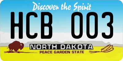 ND license plate HCB003