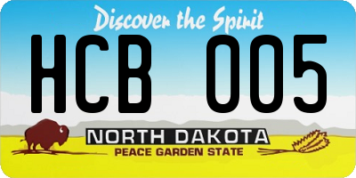 ND license plate HCB005