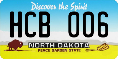 ND license plate HCB006