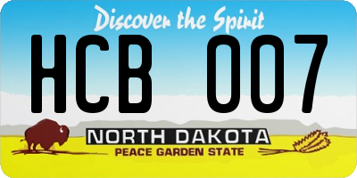 ND license plate HCB007