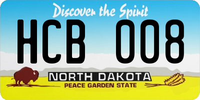 ND license plate HCB008