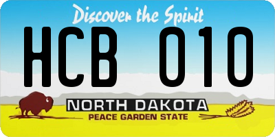 ND license plate HCB010