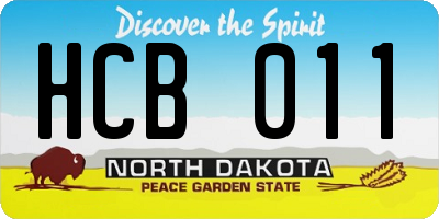 ND license plate HCB011