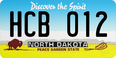 ND license plate HCB012