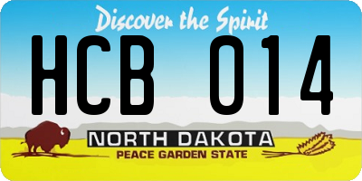 ND license plate HCB014